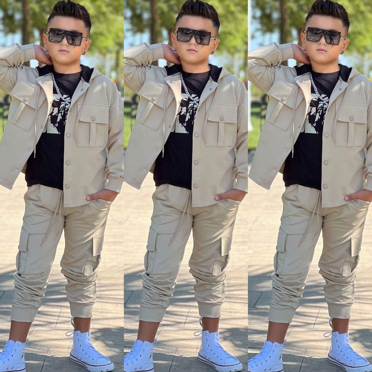 3lu Ceketli Kapsonlu Erkek Cocuk Esofman Takimi