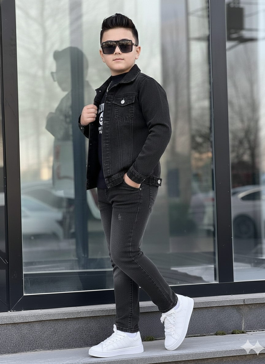 3lü Kot Ceketli Takim Ceket Pantolon Tshirt