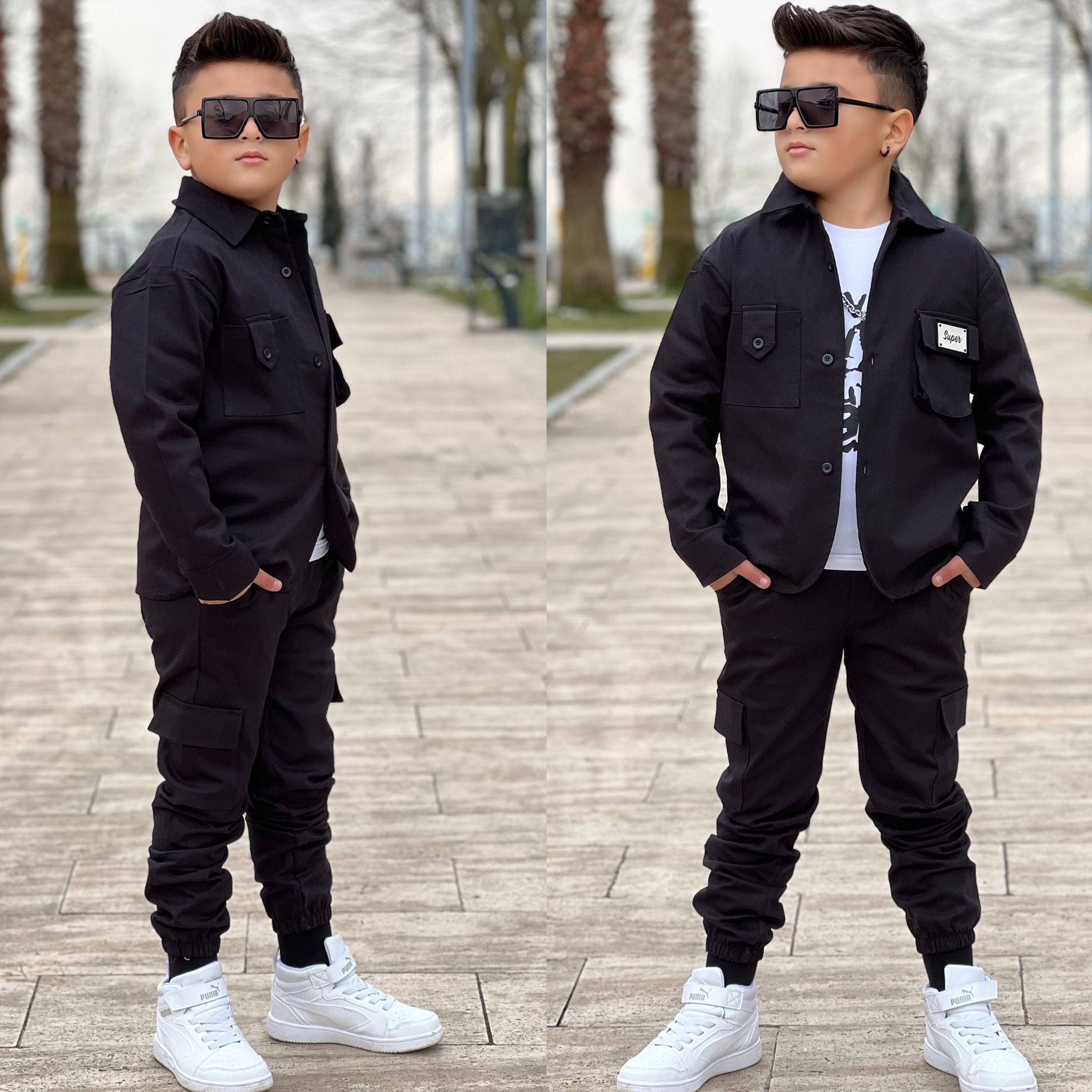 Ceketli Erkek Cocuk Takim Ceket Tshirt Pantolon