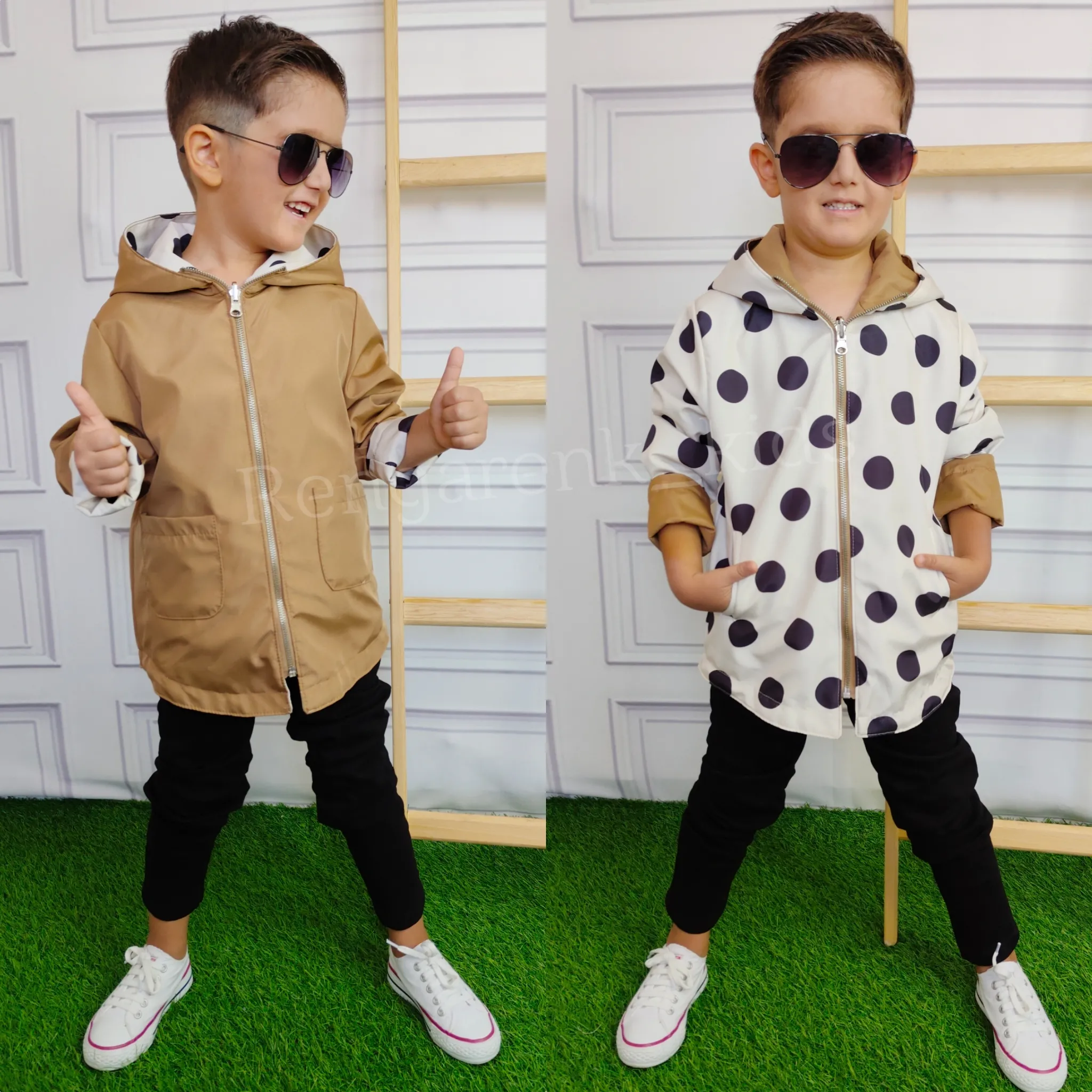 Çift Taraflı Unisex Trençkot