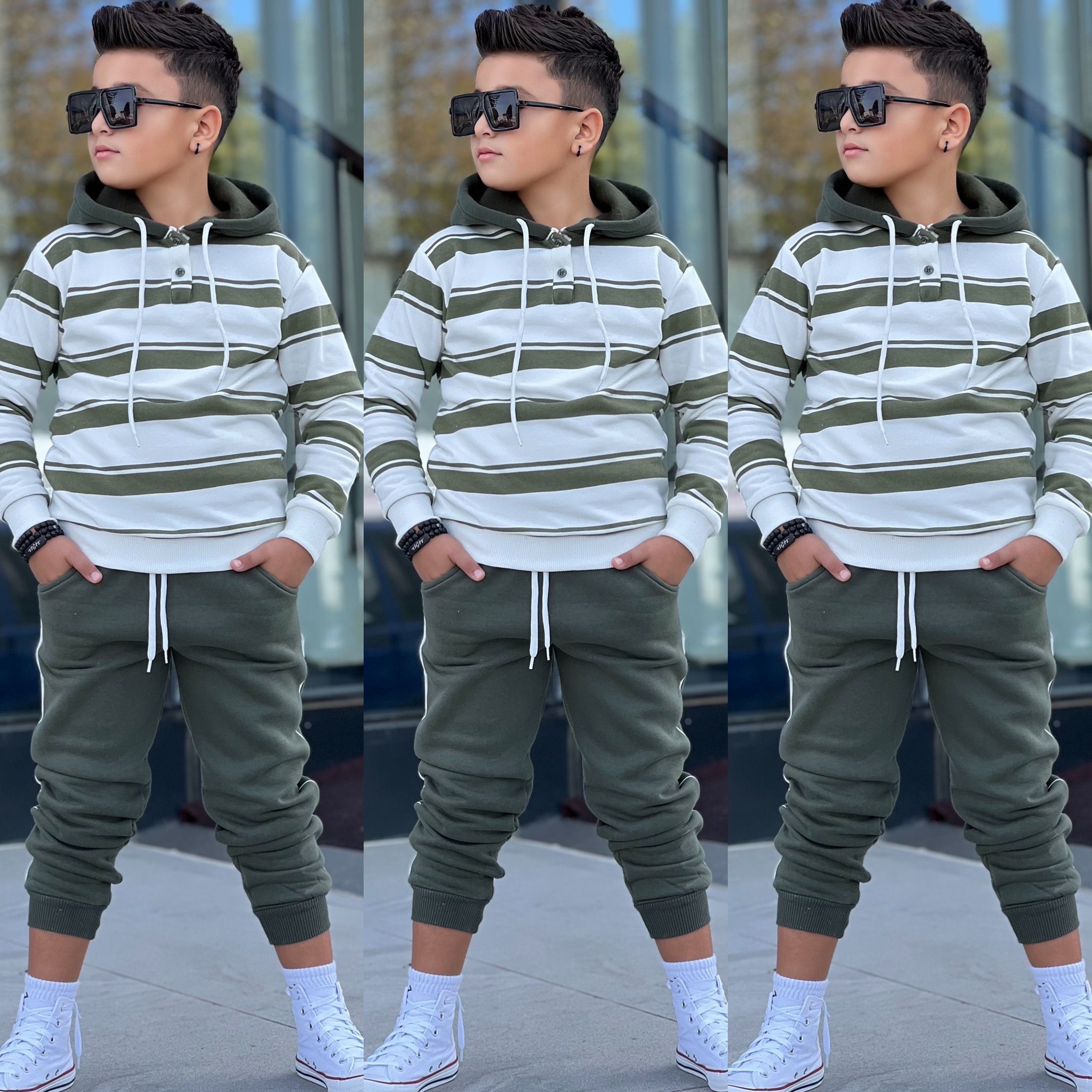 Cocuk Esofman Takimi Kapsonlu Çizgili