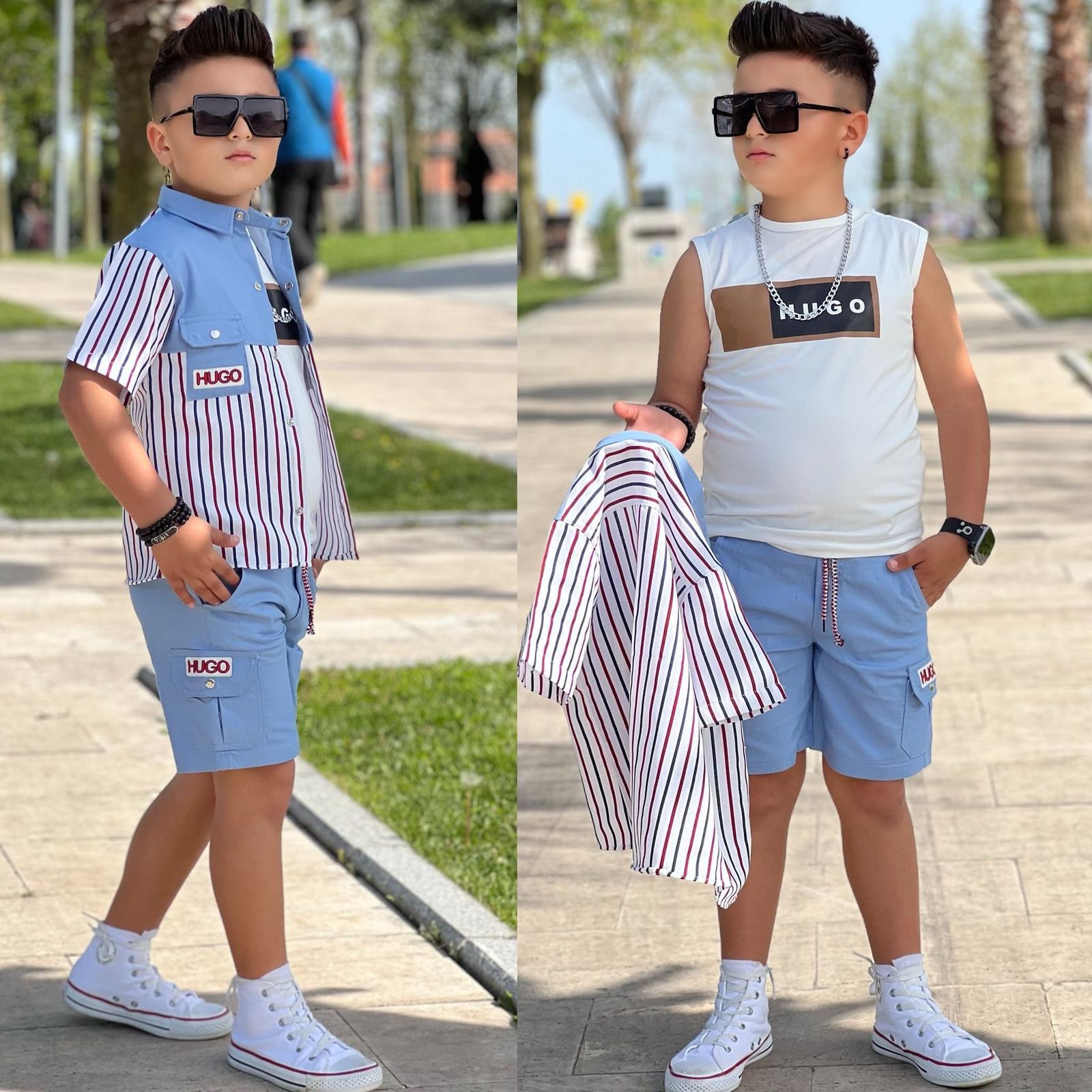 Erkek Cocuk 3lü Spor Takim Gomlek Tshirt Pantolon Alt Ust Takim
