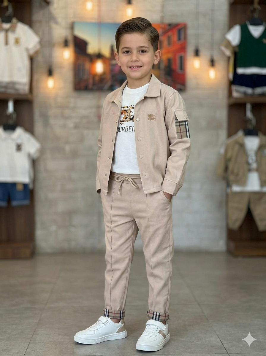 Erkek Çocuk 3lü Spor Takim Keten Kumas