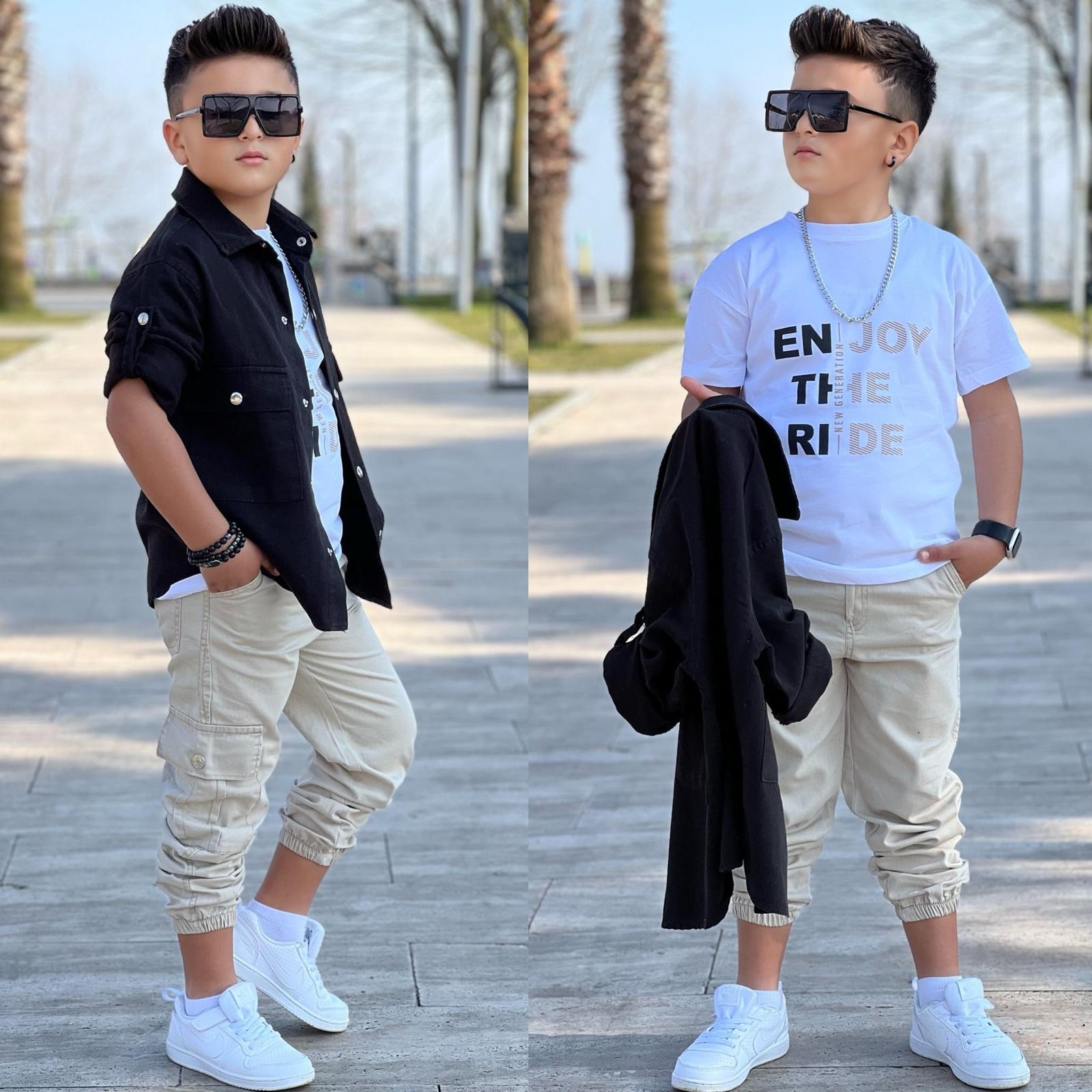 Erkek Cocuk 3lü Takim Ceket Tshirt Pantolon Alt Ust Takim