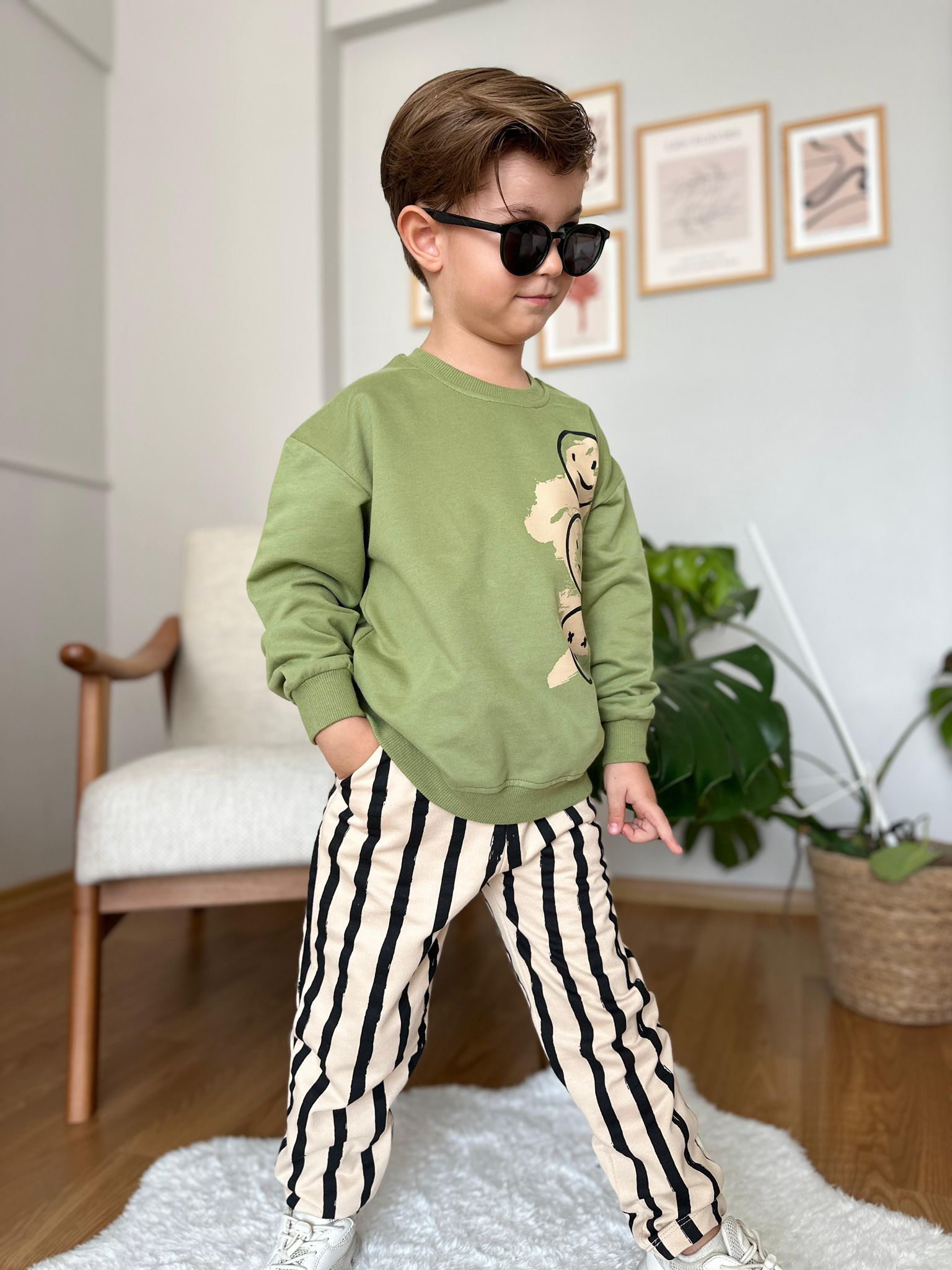 Erkek Cocuk Cizgili Spor Takim Alt Ust Takim