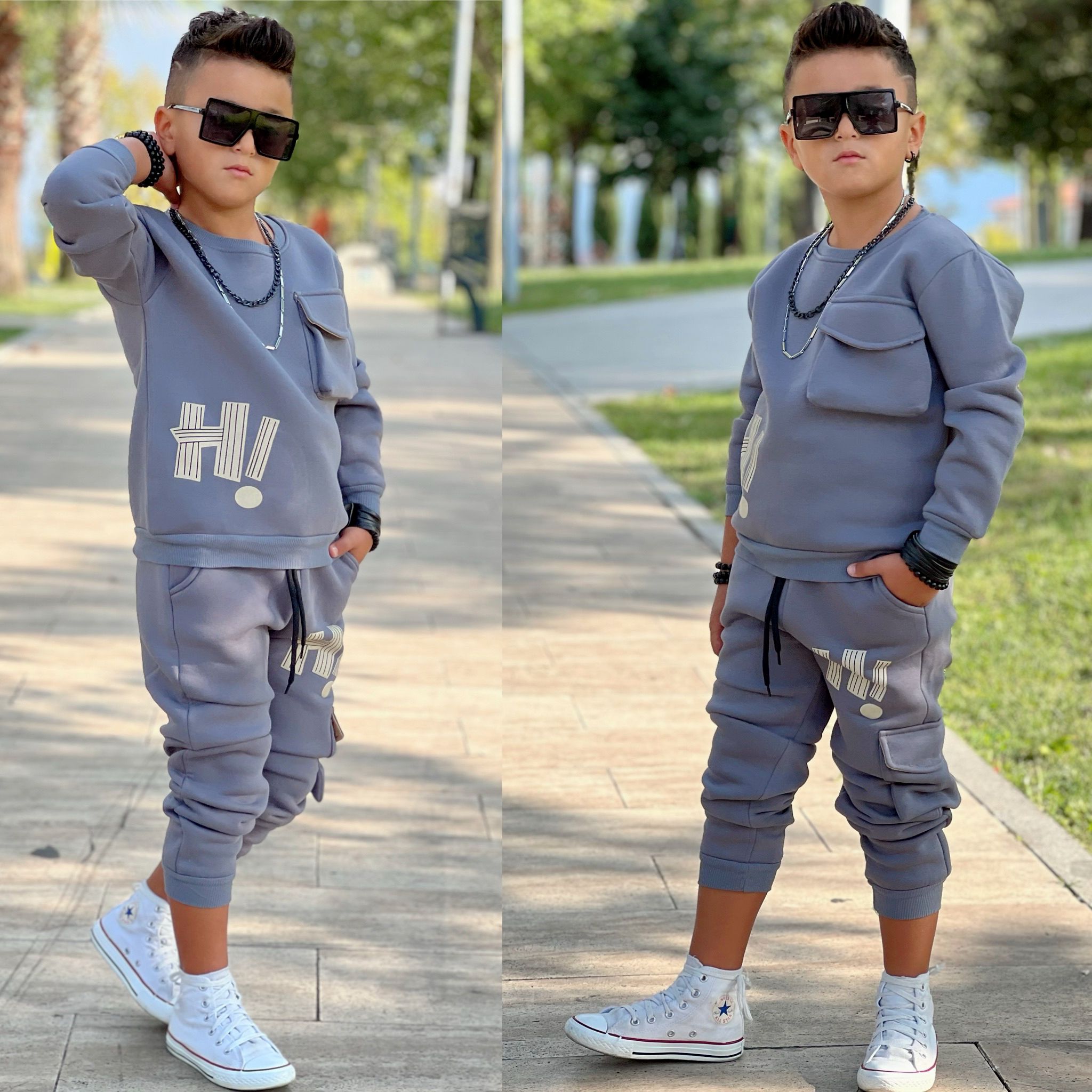Erkek Cocuk Esofman Takimi Alt Ust Takim Baskılı Cepli