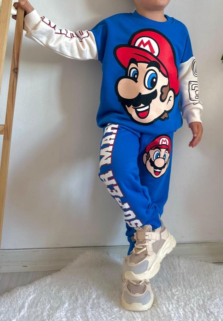 Erkek Cocuk Esofman Takimi Mario Karakterli Takim