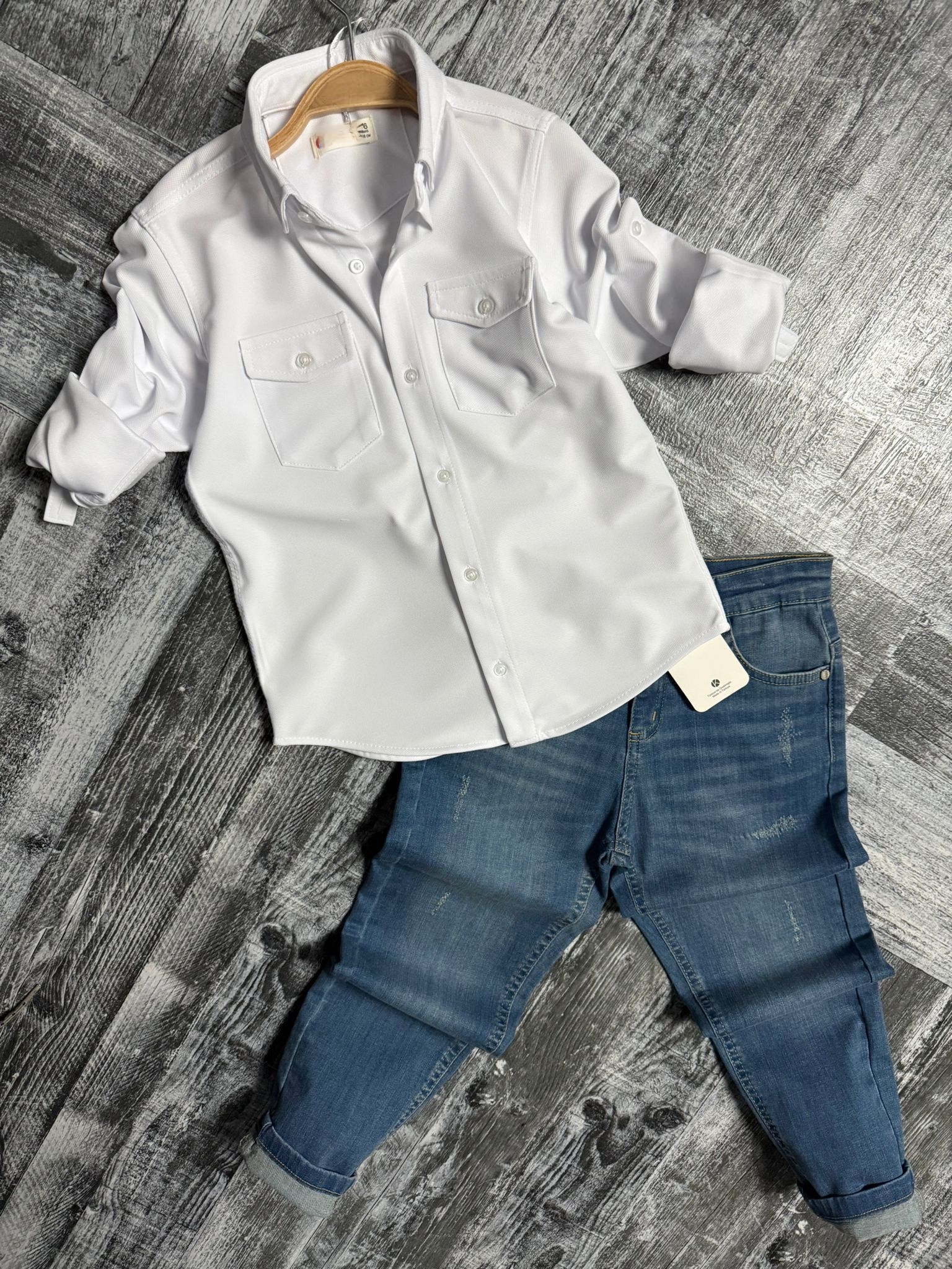 Erkek Cocuk Gomlek Kot Pantolon İkili Takim Alt Üst Takım