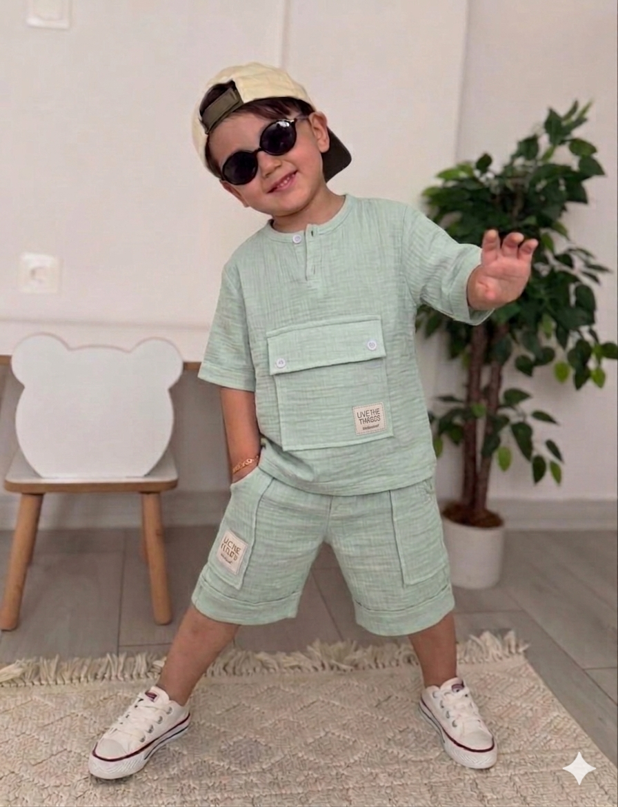 Erkek Çocuk Şort İkili Takım Alt Üst Takım 