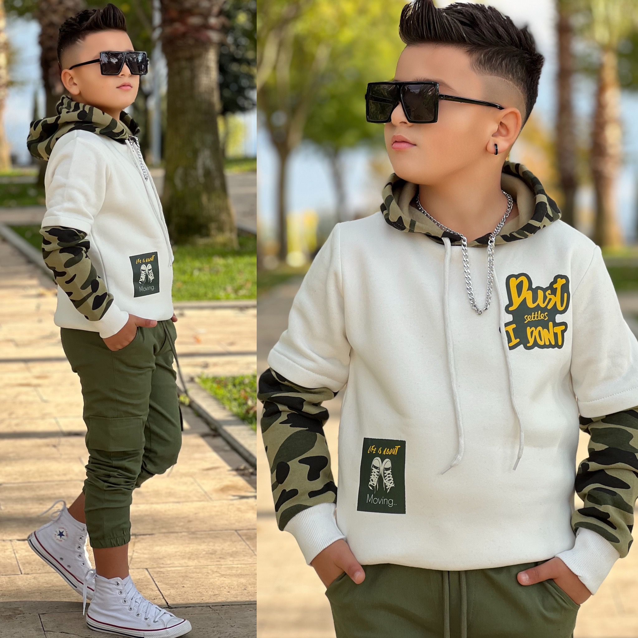 Erkek Cocuk Spor kamuflaj Takim Alt Ust Takim