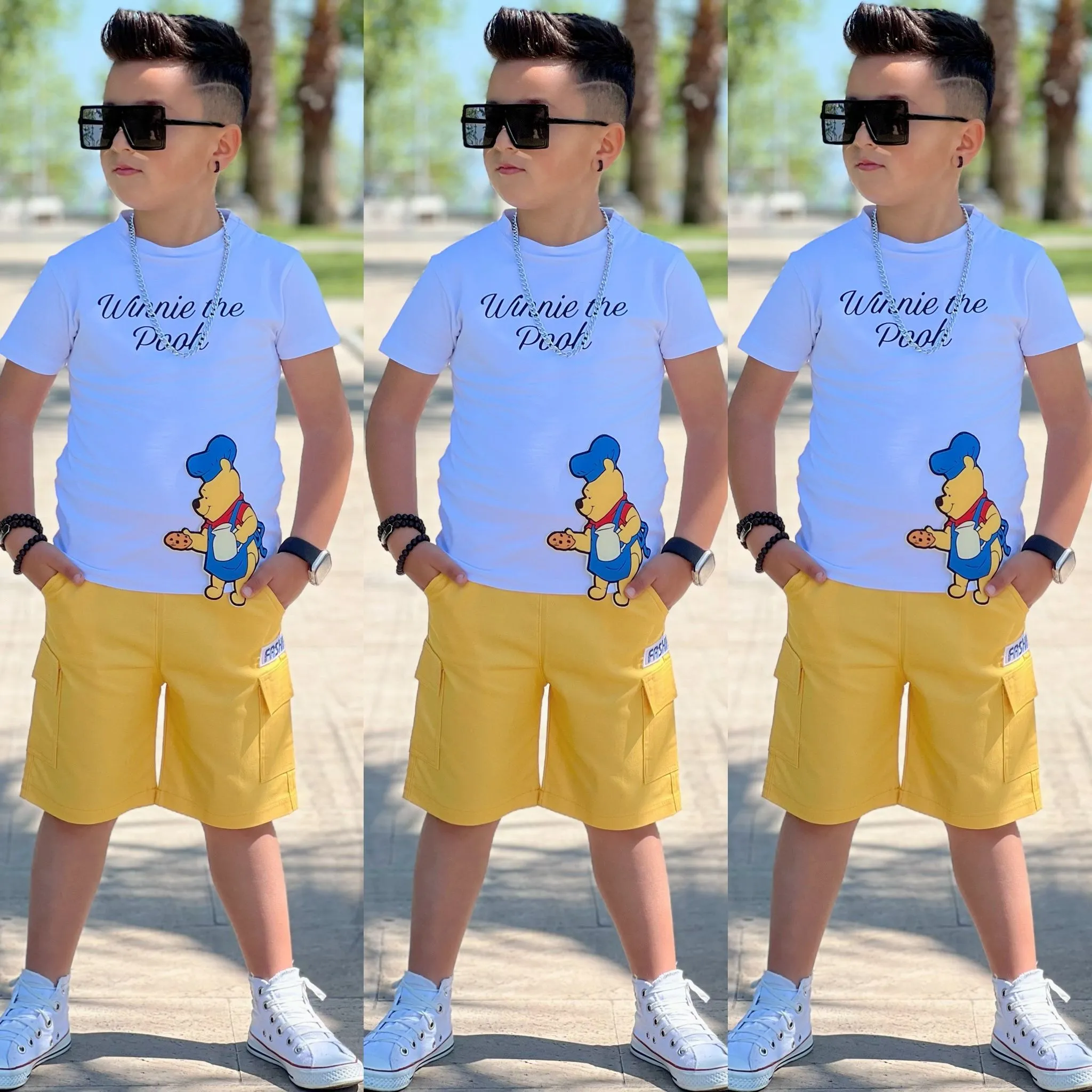 ERKEK ÇOCUK WİNNİE  ŞORT TSHIRT TAKIM