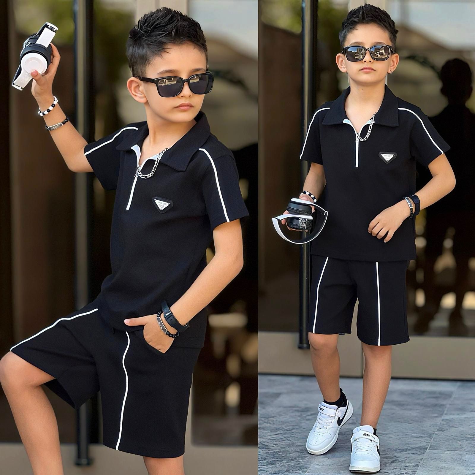 Erkek Çocuk Yaka Detaylı Alt üst Spor Takim 