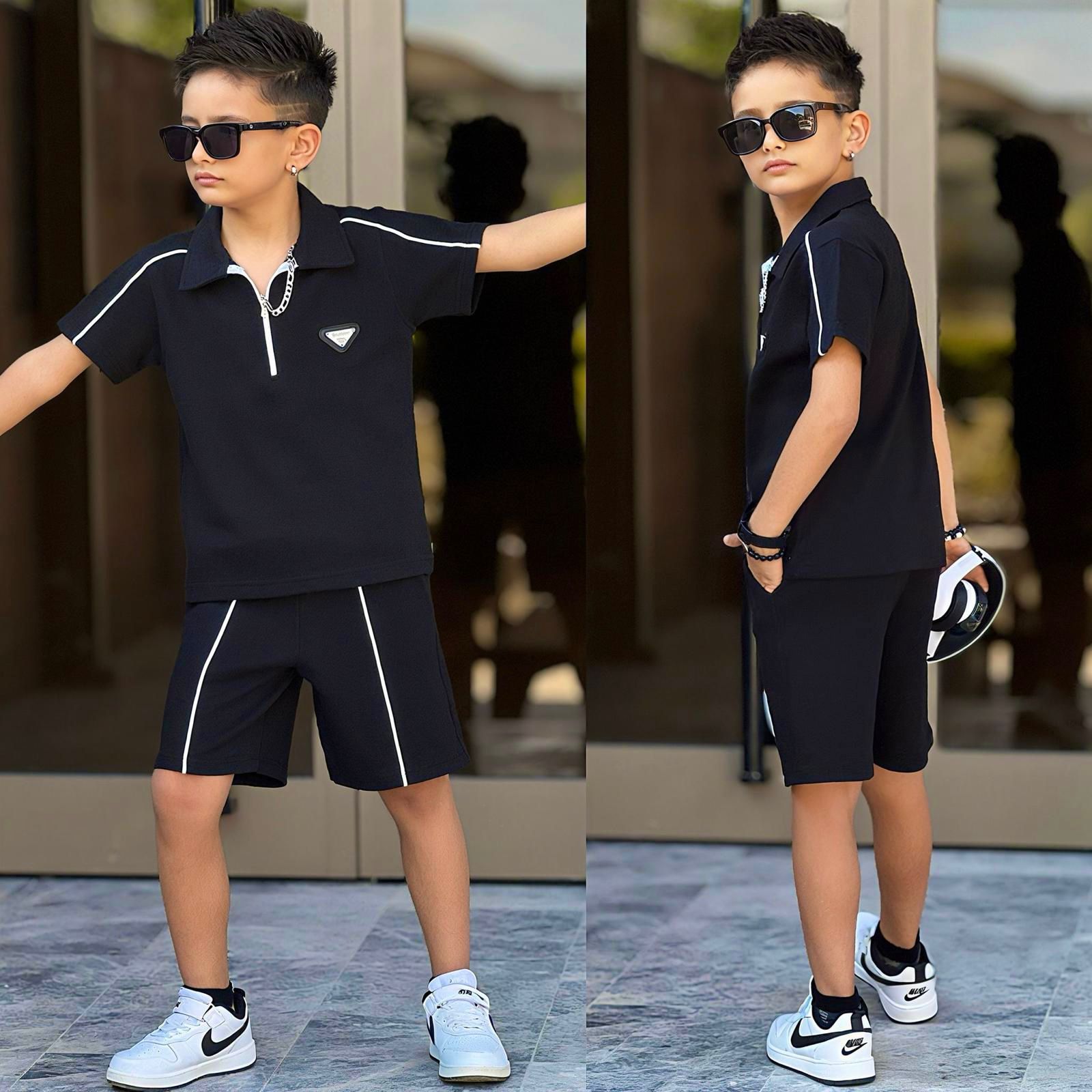 Erkek Çocuk Yaka Detaylı Alt üst Spor Takim 