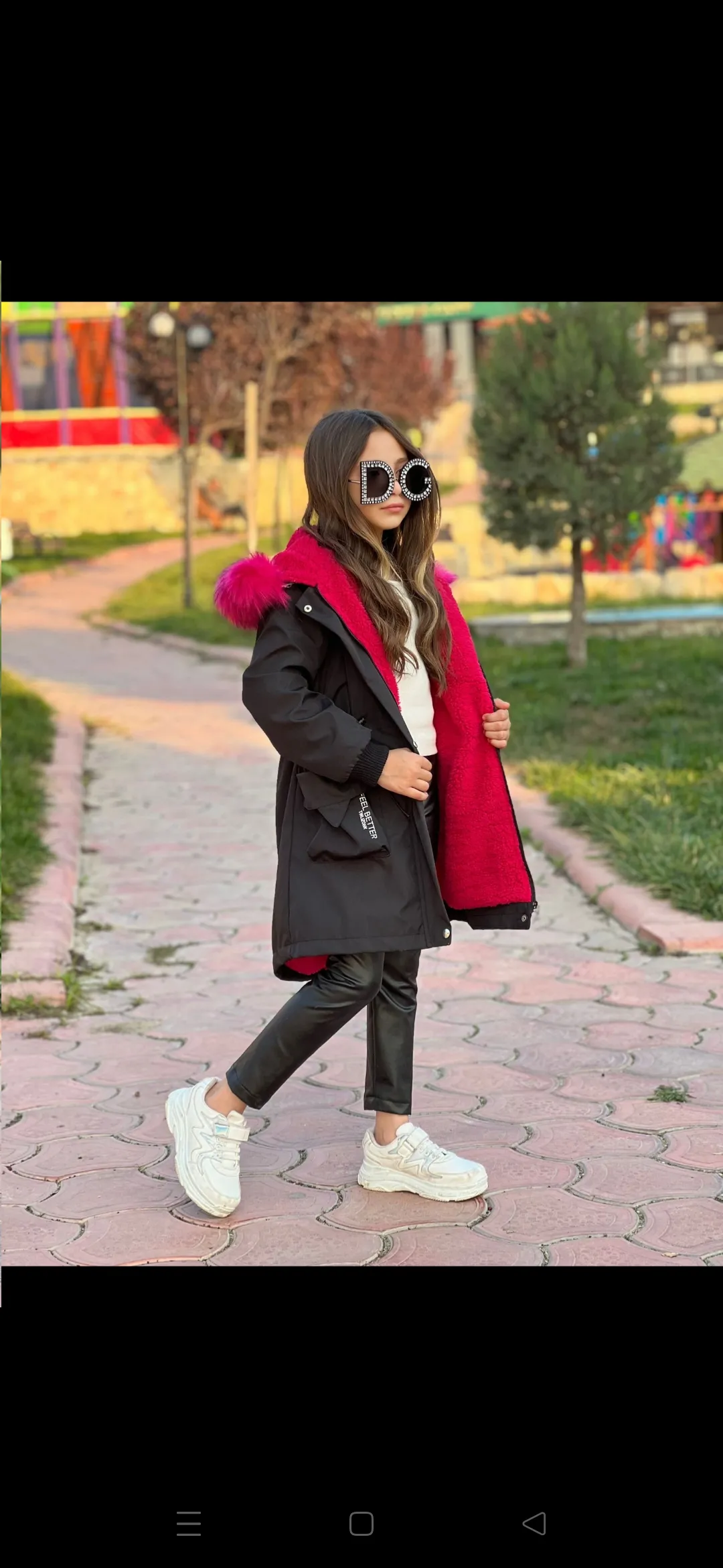 Kız Çocuk Kürklü Mont Su Geçirmez 