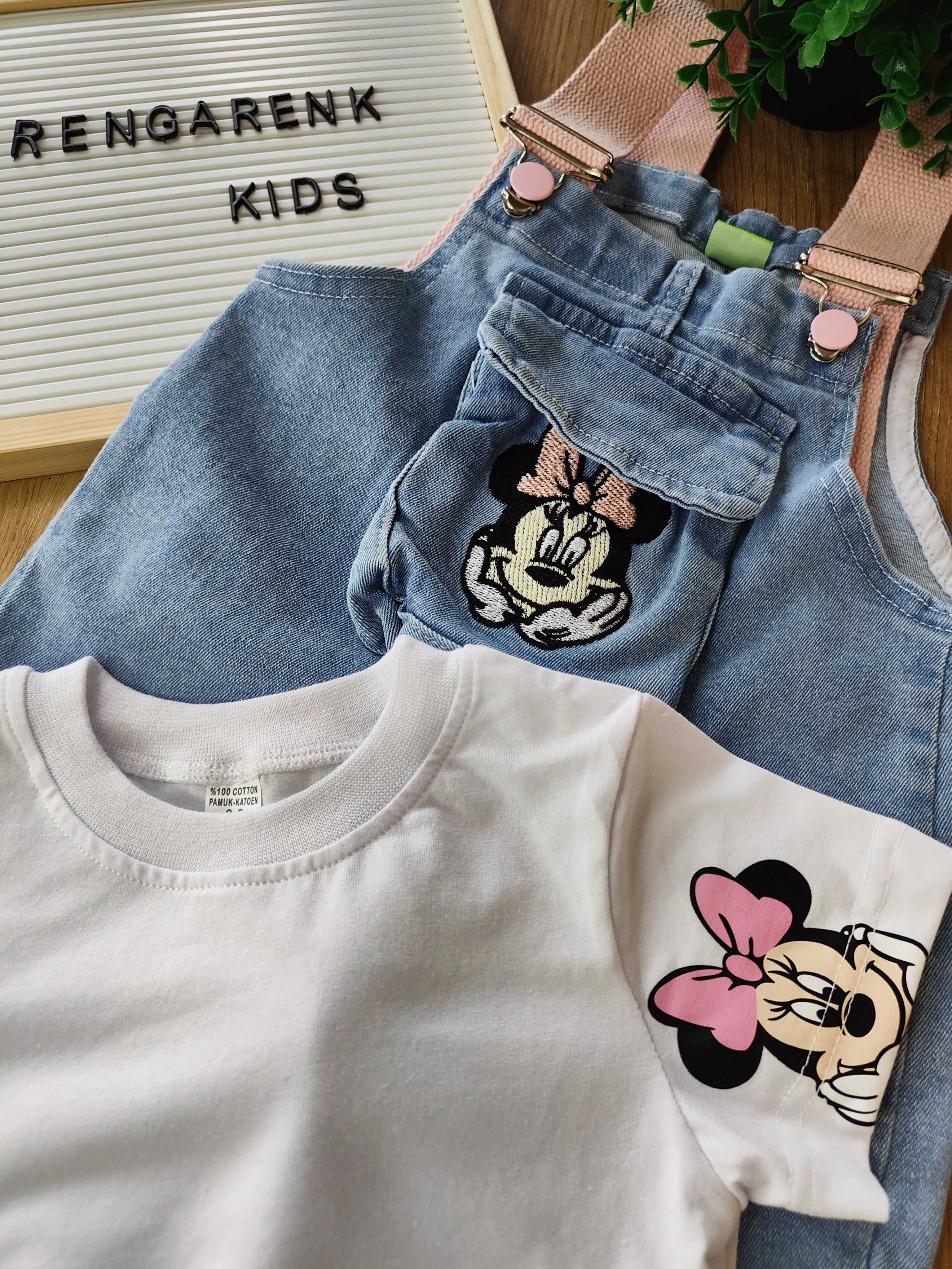 Kız Çocuk Minie Mause  Salopet & Tshirt