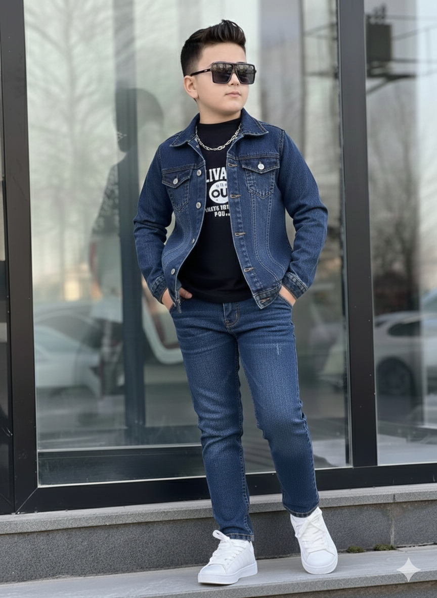 Kot Ceketli 3lu Takim Erkek Kot Takim