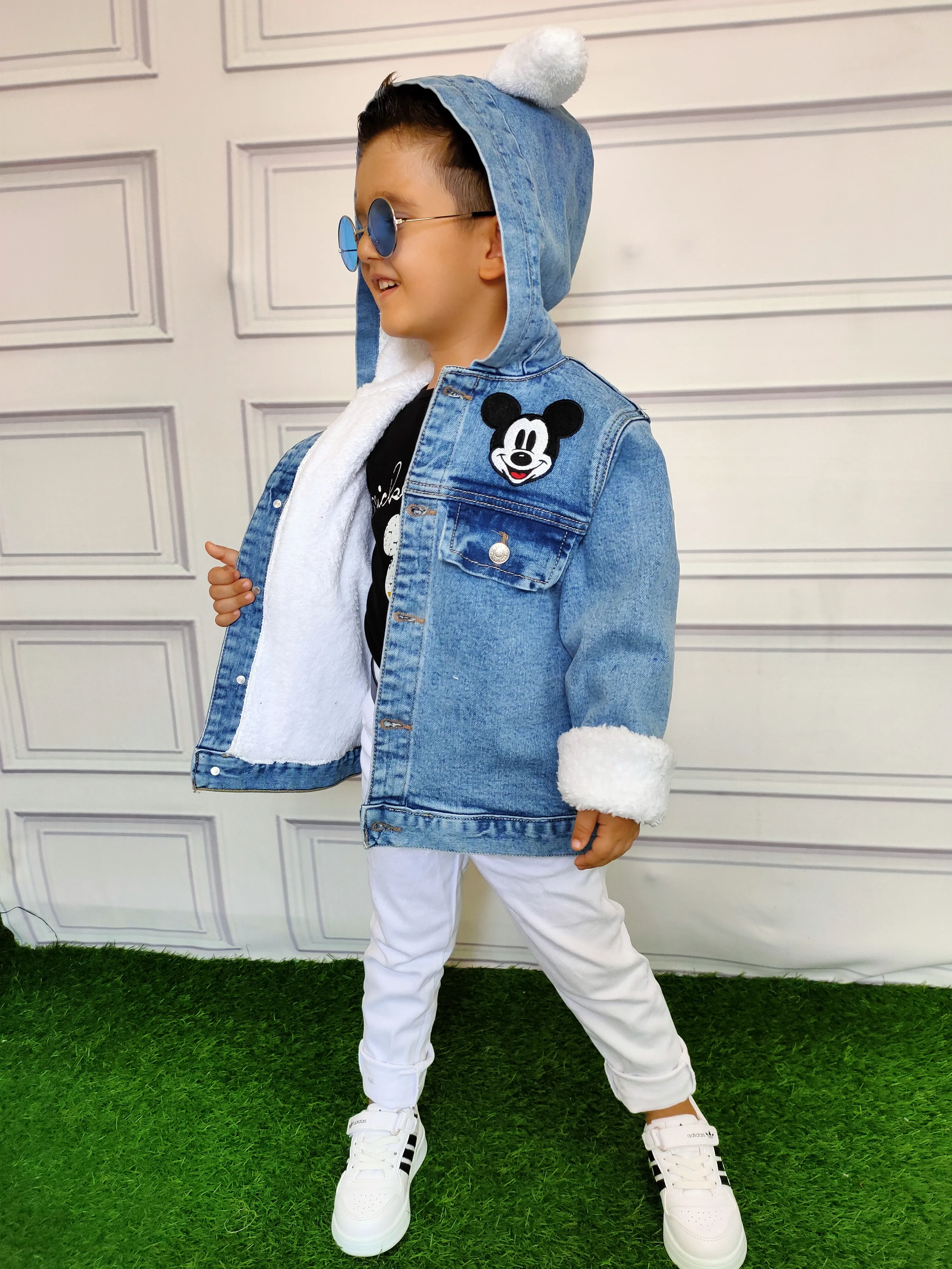 Mickey Mause İçi Kürklü Kot Mont