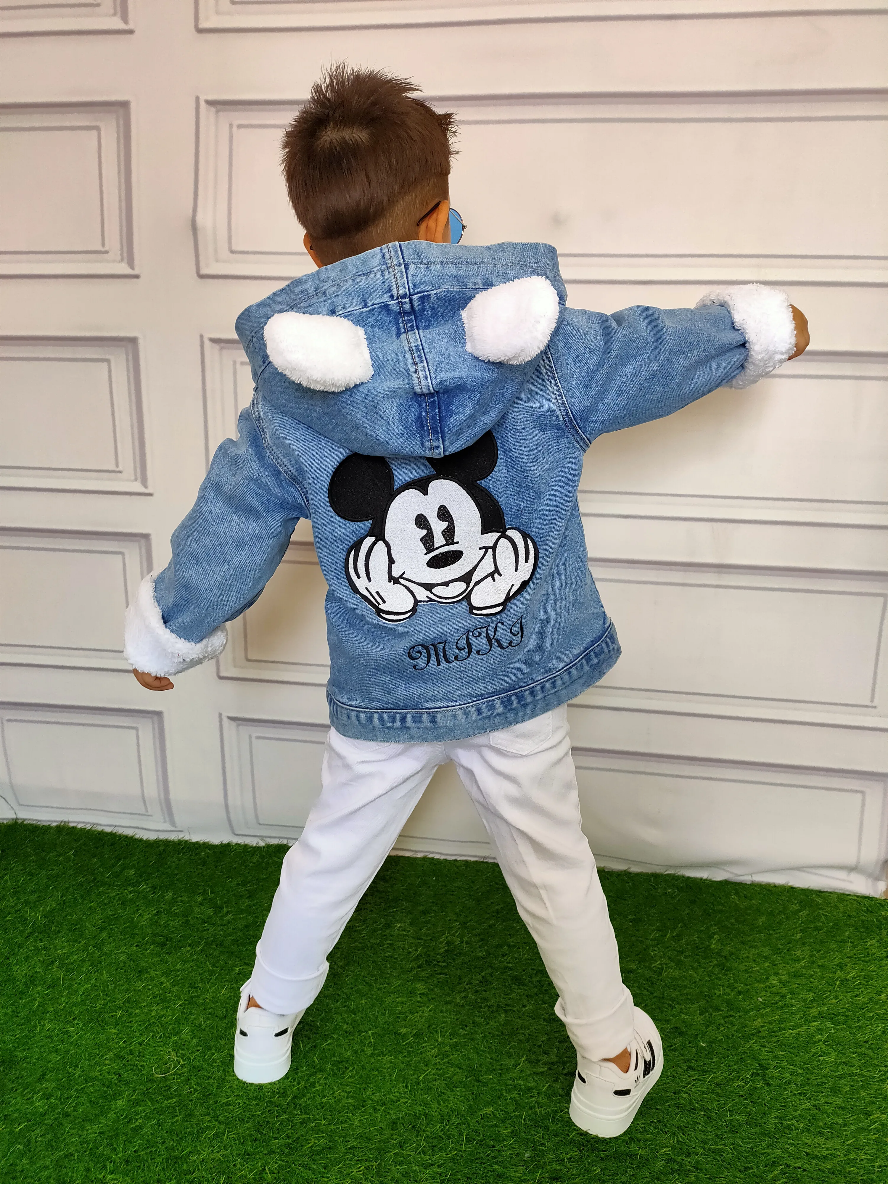 Mickey Mause İçi Kürklü Kot Mont