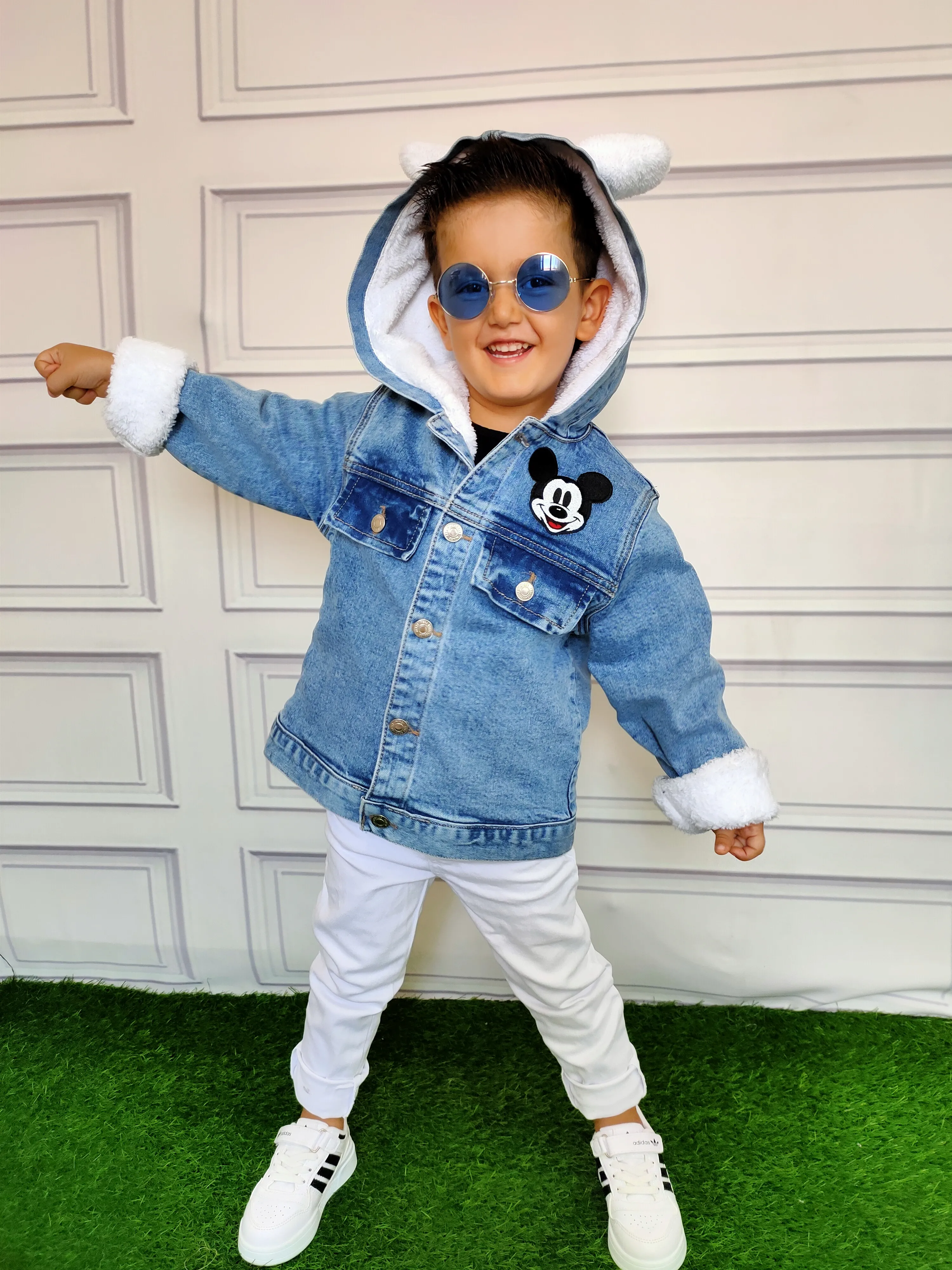 Mickey Mause İçi Kürklü Kot Mont