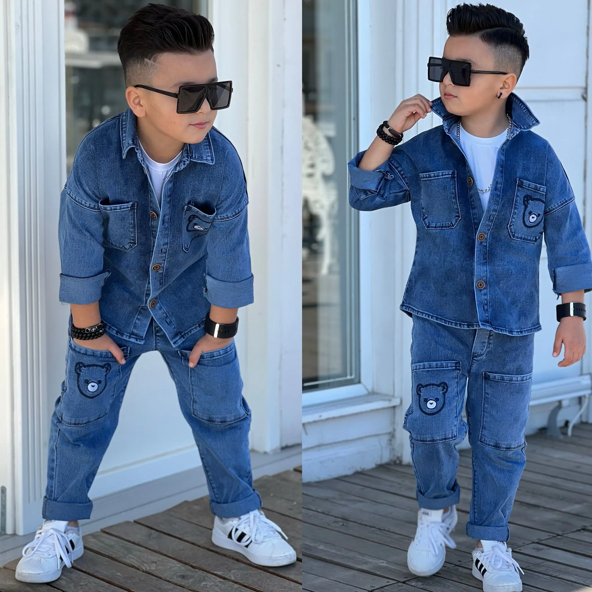 Unisex  çocuk Kot Takim Alt üst takim