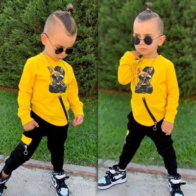 Cocuk esofman takimi fermuarli baskili alt ust takim