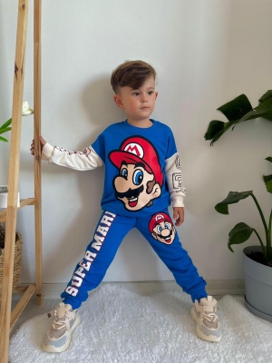 Erkek Cocuk Esofman Takimi Mario Karakterli Takim