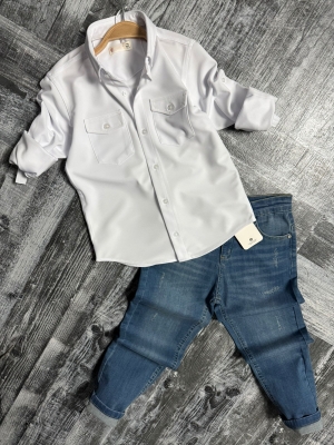 Erkek Cocuk Gomlek Kot Pantolon İkili Takim Alt Üst Takım