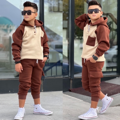 Erkek Cocuk Kışlık Kapşonlu Eşofman Takımı
