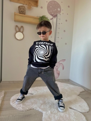 Erkek Cocuk Spor Takim Sweat Pantolon ikili Takim