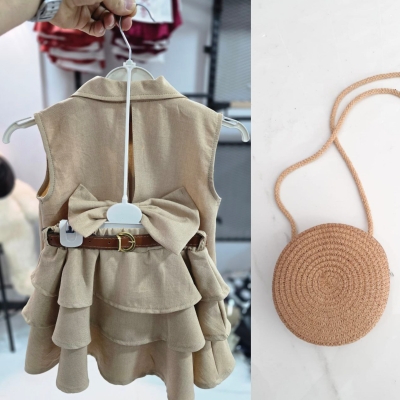 Kiz Cocuk Cantali Kemerli Takim Yelek Etek Alt Ust Takim