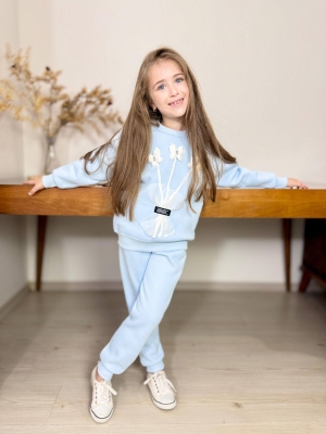 Kiz Cocuk Esofman Takimi Cicekli Alt Ust Takim