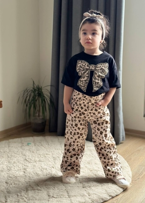 Kız Cocuk Leo Pantolon Takim Pantolon Tshirt Alt Ust Takim