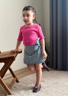 Kot Sort Etek Taşli Bady Takim Kiz Cocuk Alt Ust Takim