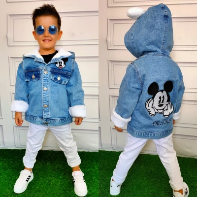 Mickey Mause İçi Kürklü Kot Mont